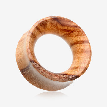 A Pair of Olive Wood Organic Double Flared Tunnel Plug-Orange/Brown